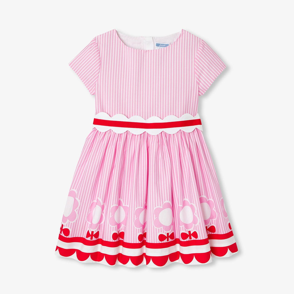 Girls' striped poplin dress