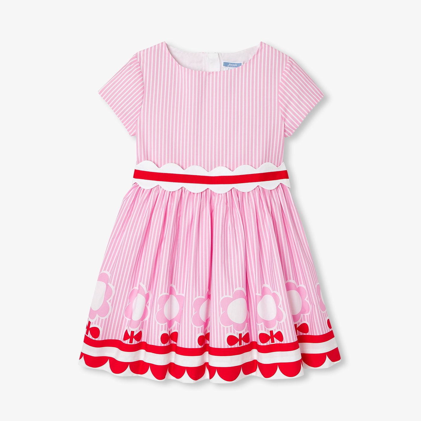 Girls' striped poplin dress
