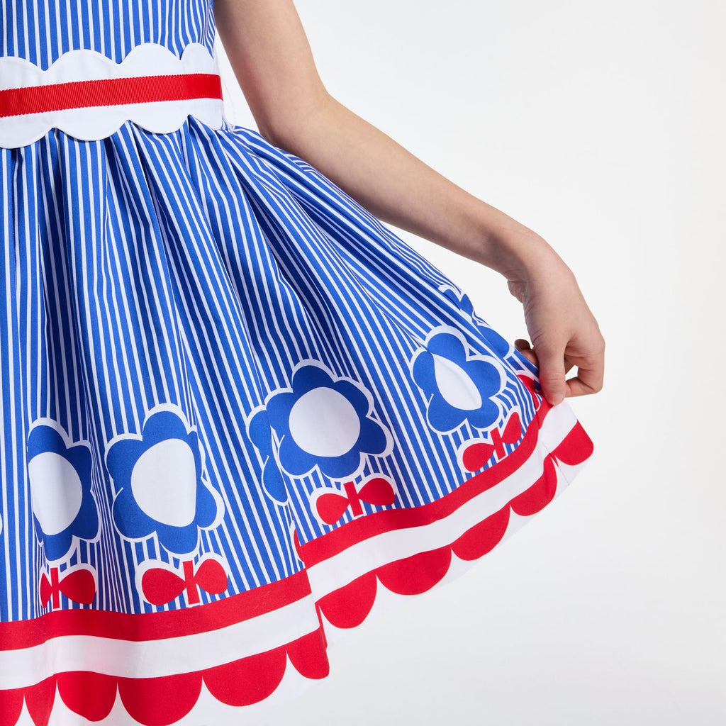 Girls' striped poplin dress