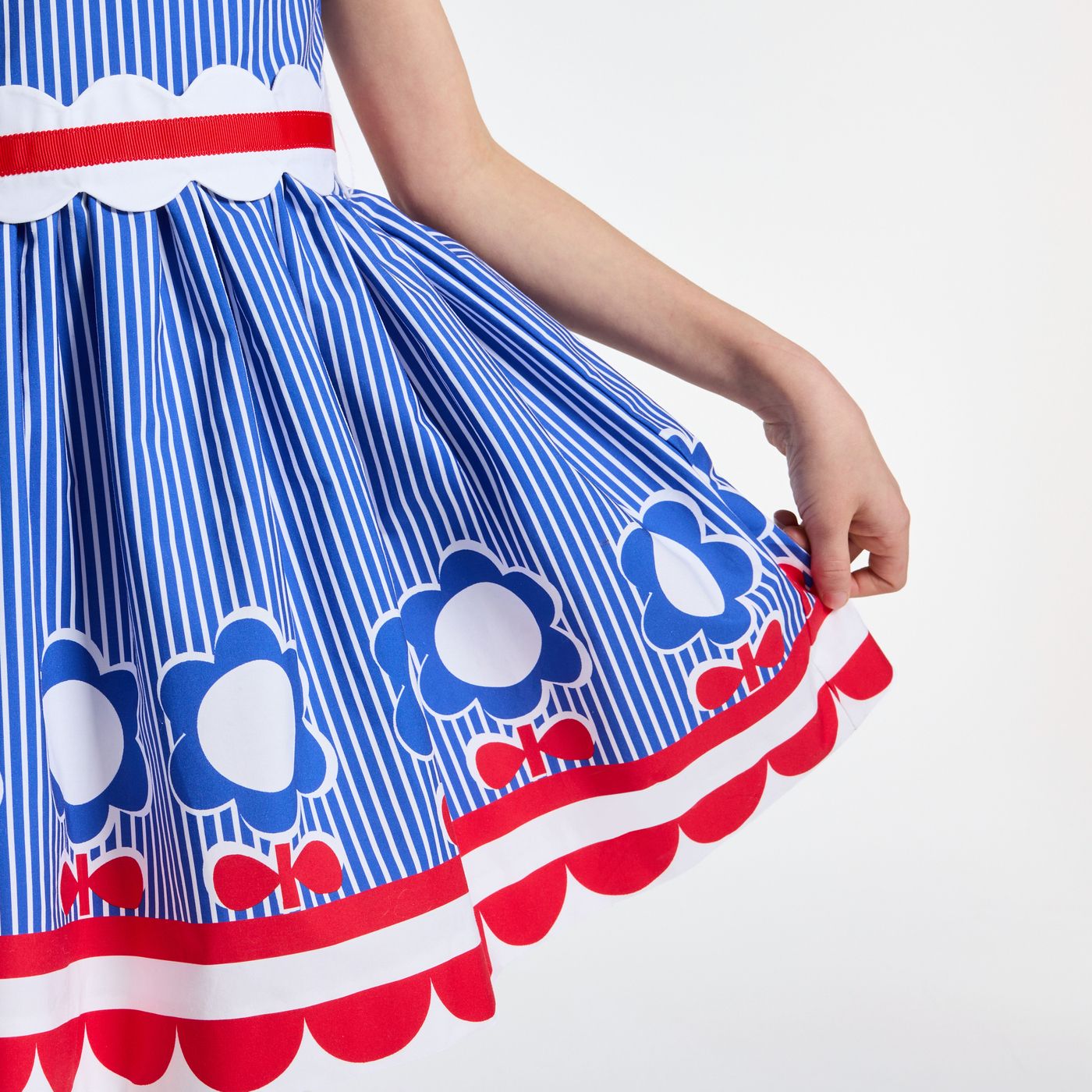 Girls' striped poplin dress