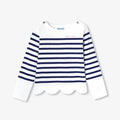 Girl cotton Breton T-shirt - White/Light Blue
