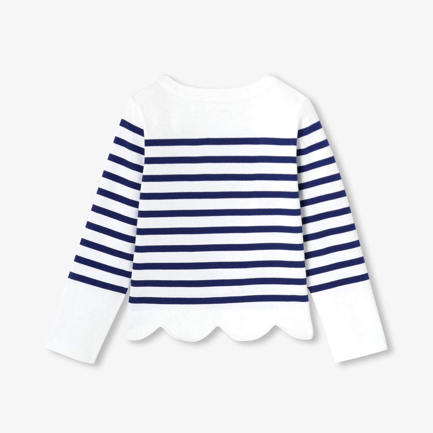 Girl cotton Breton T-shirt - White/Light Blue