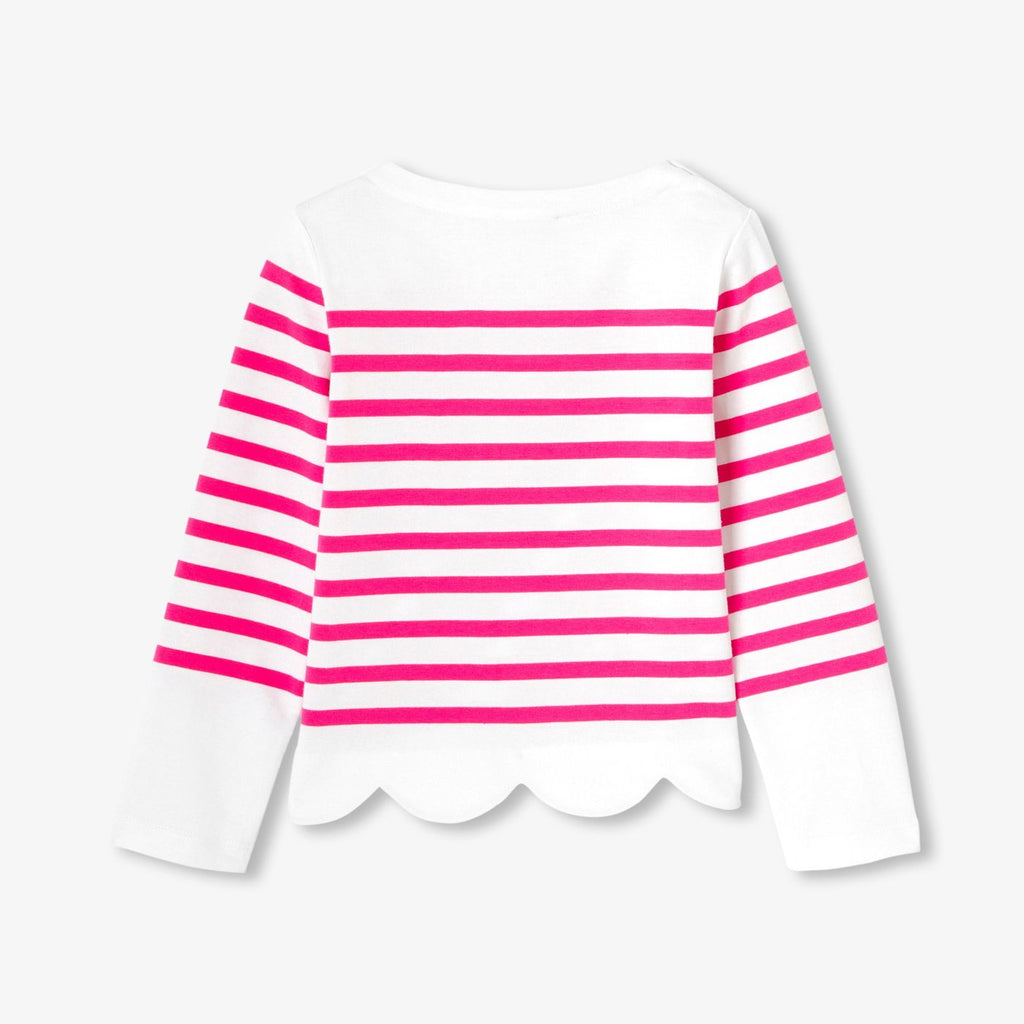 Girl cotton Breton T-shirt - White/Pink