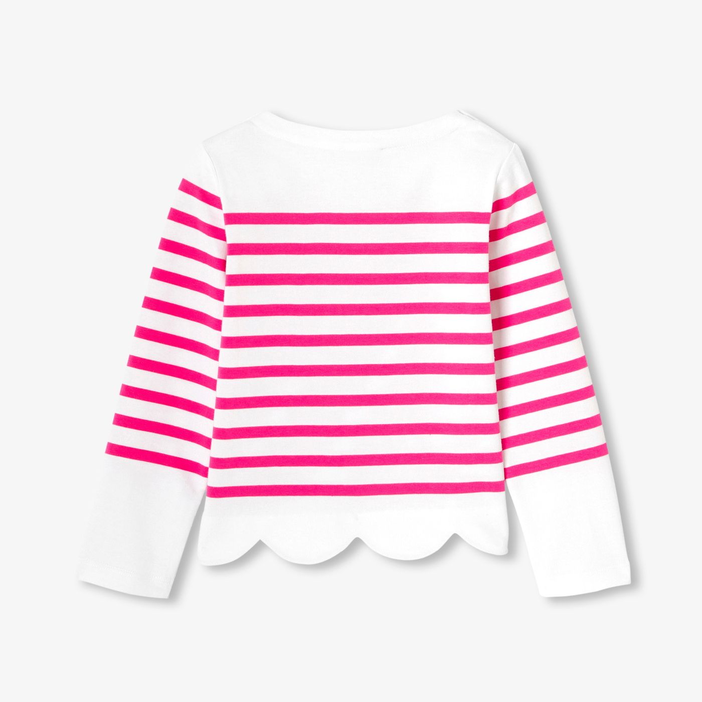 Girl cotton Breton T-shirt - White/Pink