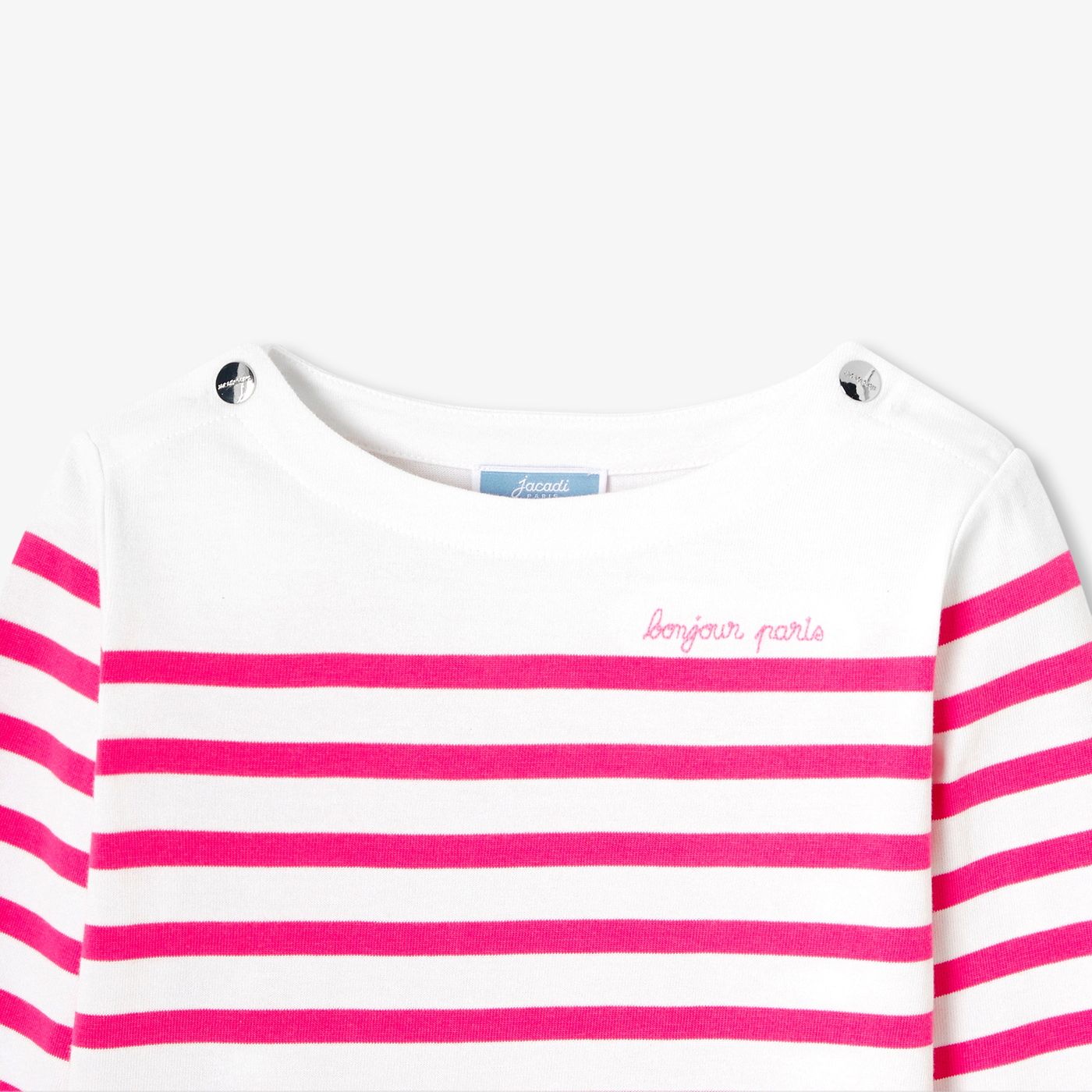 Girl cotton Breton T-shirt - White/Pink