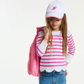 Girl cotton Breton T-shirt - White/Pink