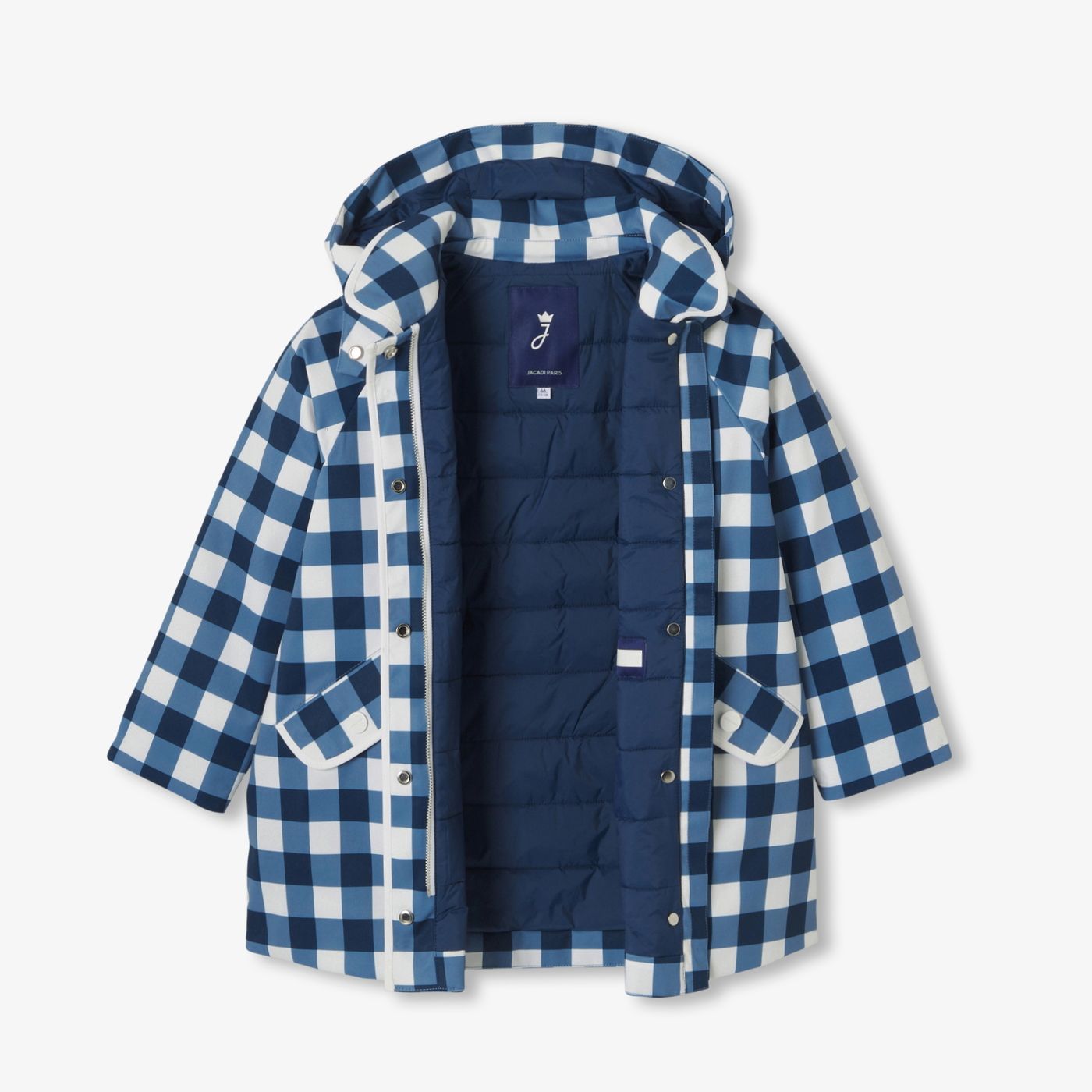Cappotto a Quadrettini Vichy Girl - White/Light Blue