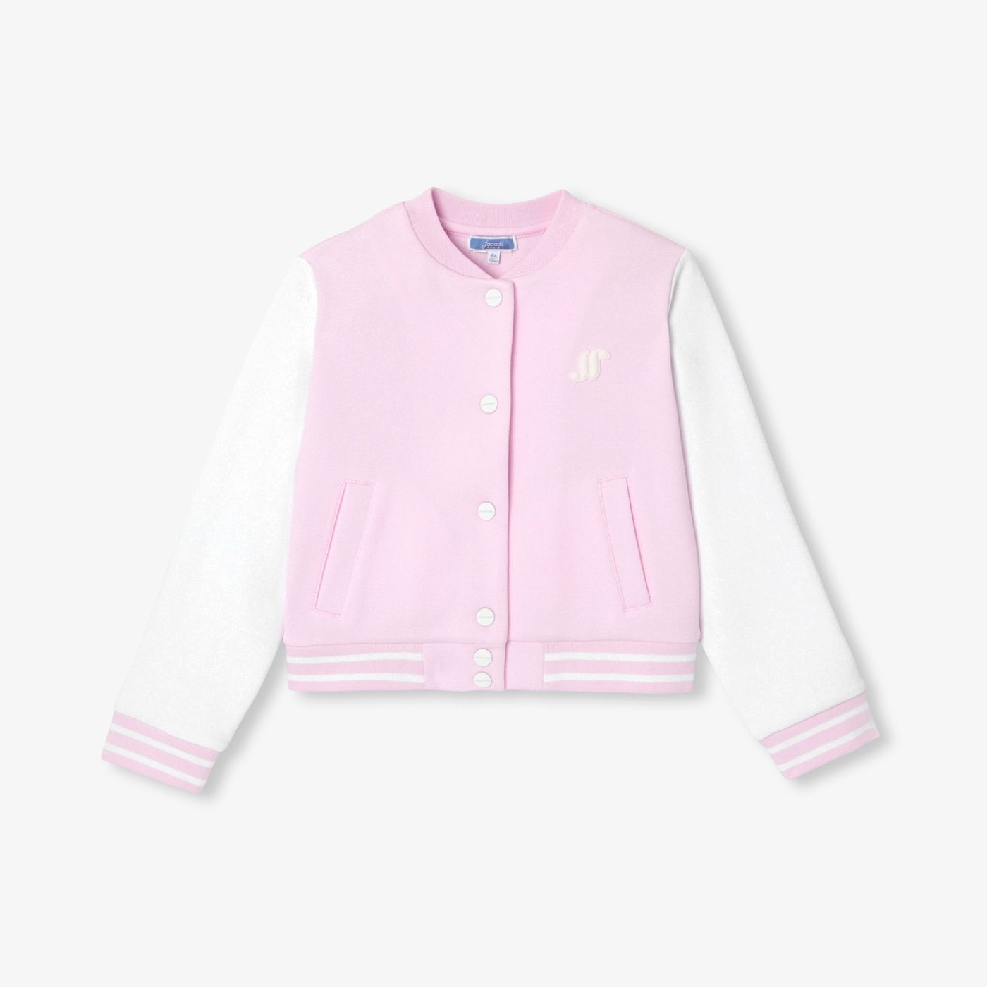 Cardigan Teddy in Sweatshirt Fabric Girl - Pink/White