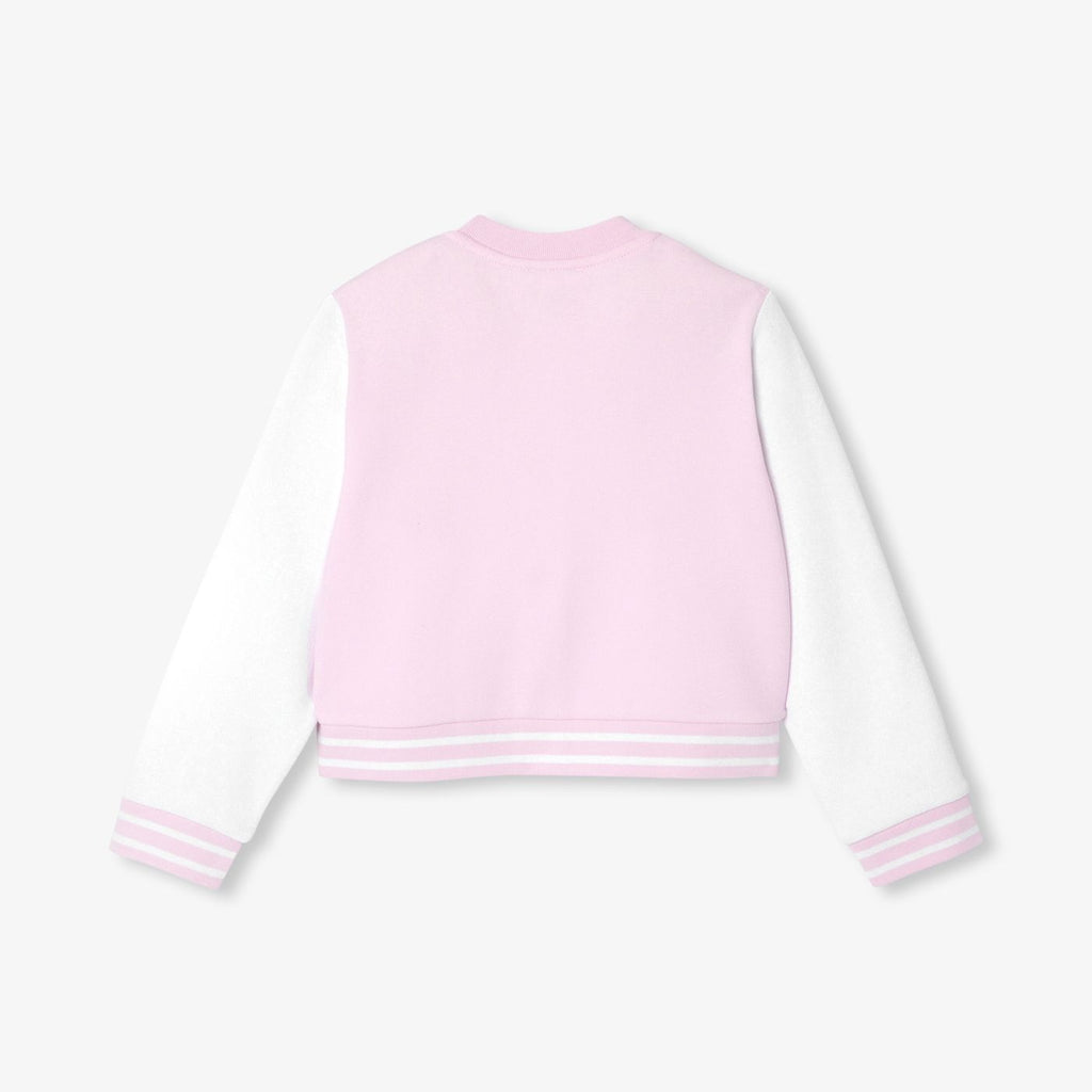Cardigan Teddy in Sweatshirt Fabric Girl - Pink/White