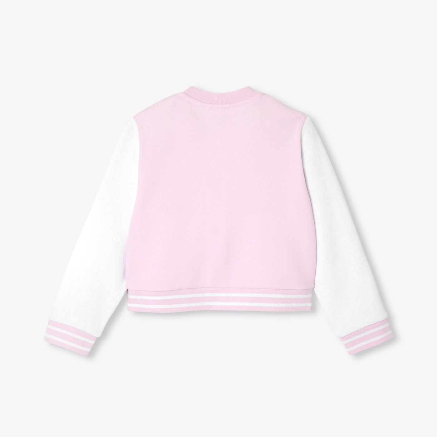 Cardigan Teddy in Sweatshirt Fabric Girl - Pink/White