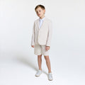 Boy striped twill Bermuda shorts - White/Beige