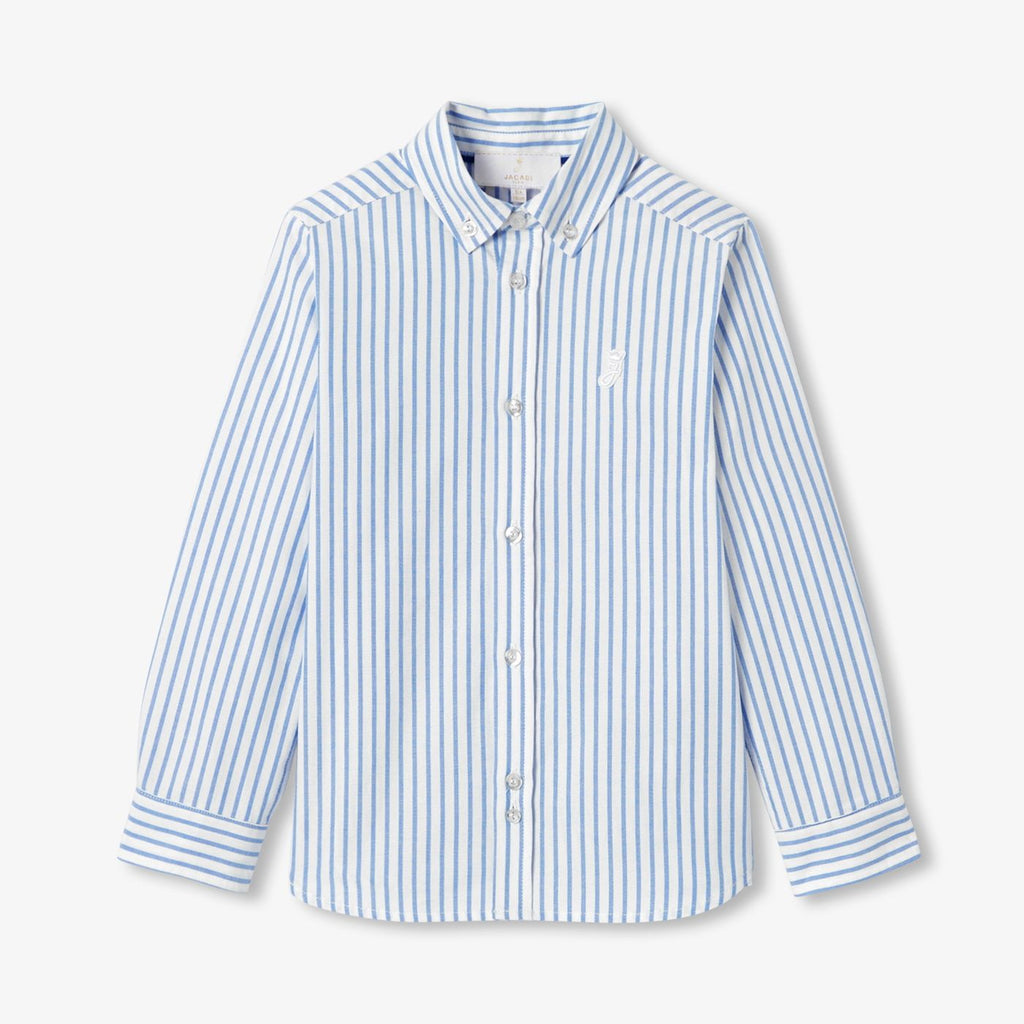 Shirt Striped in Oxford Cotton Boy - White/Light Blue