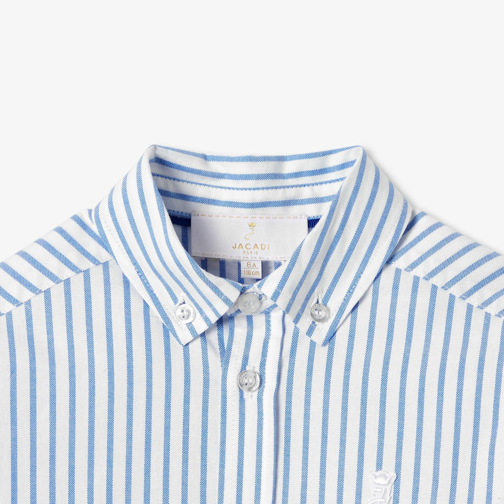 Shirt Striped in Oxford Cotton Boy - White/Light Blue
