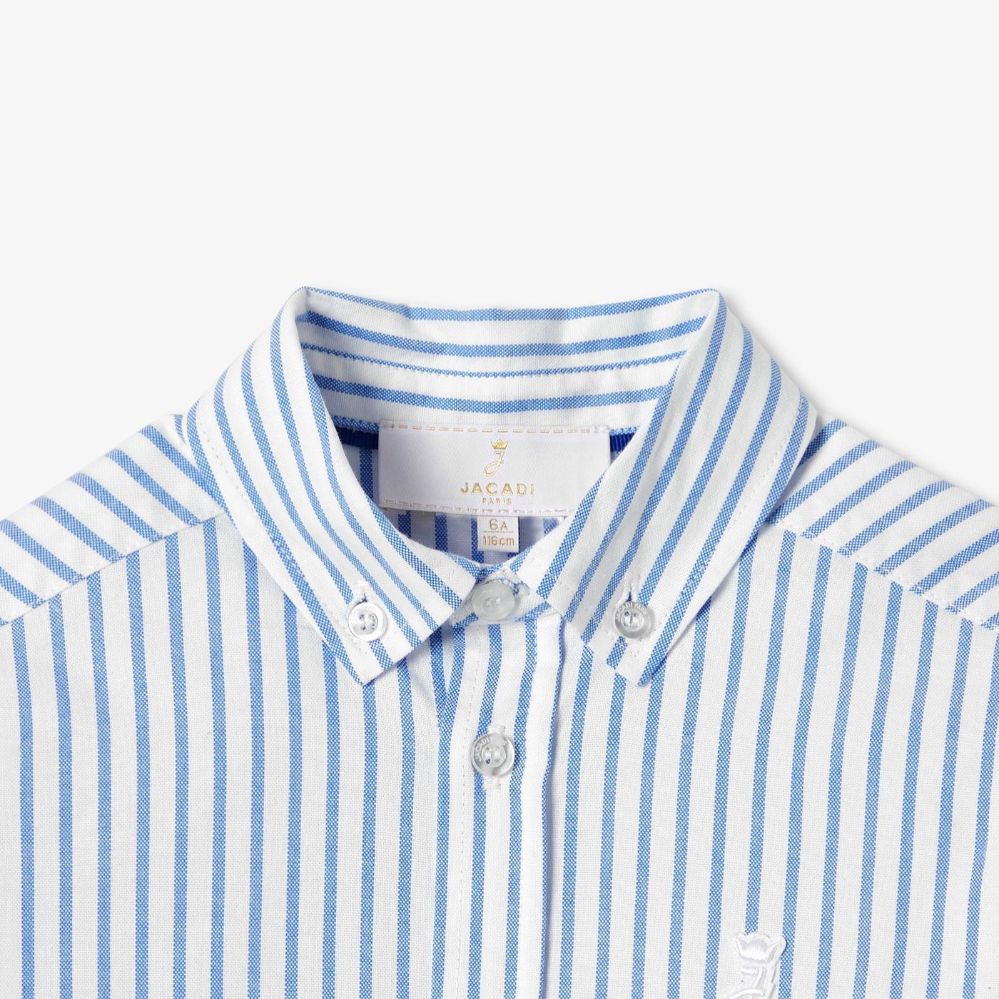 Shirt Striped in Oxford Cotton Boy - White/Light Blue