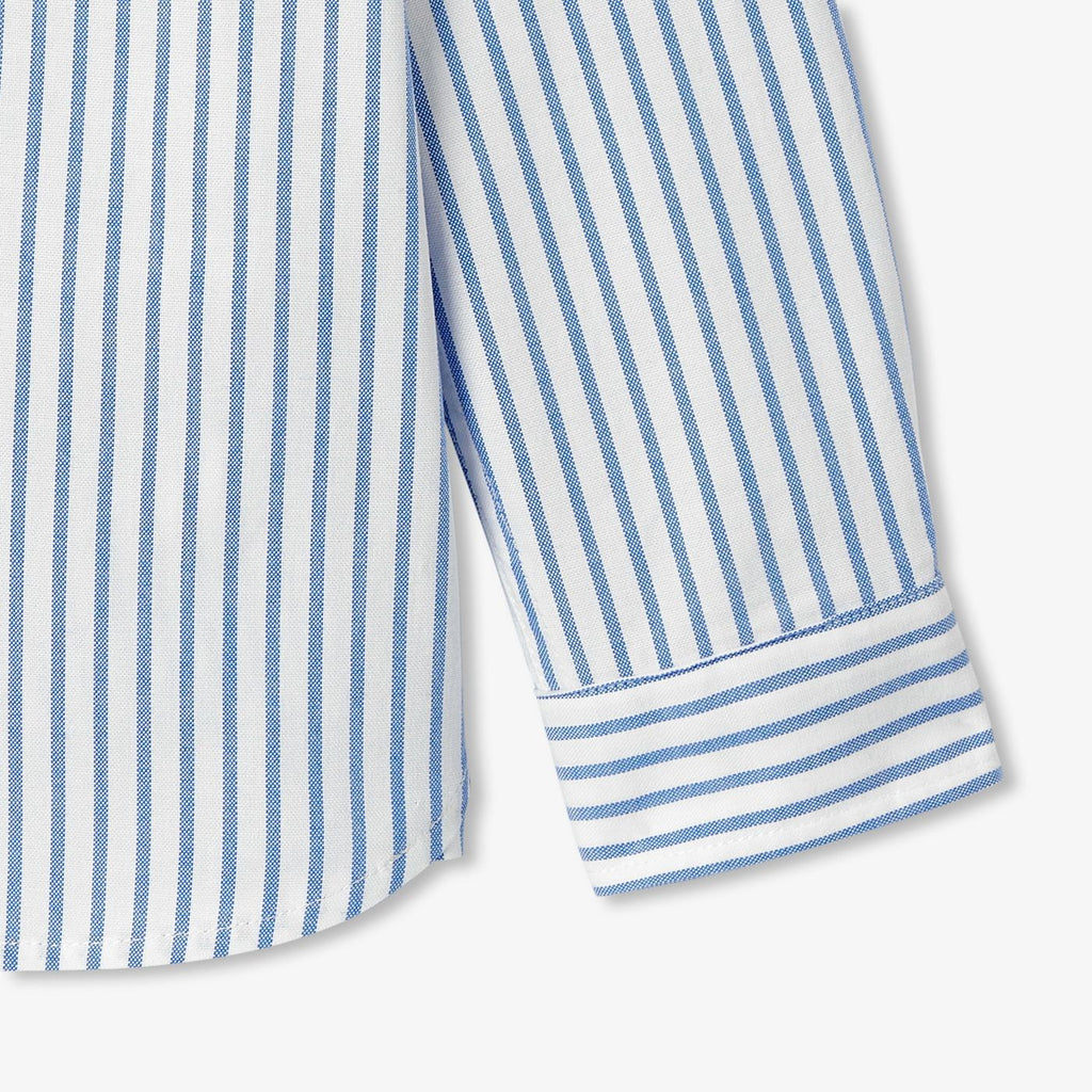 Shirt Striped in Oxford Cotton Boy - White/Light Blue