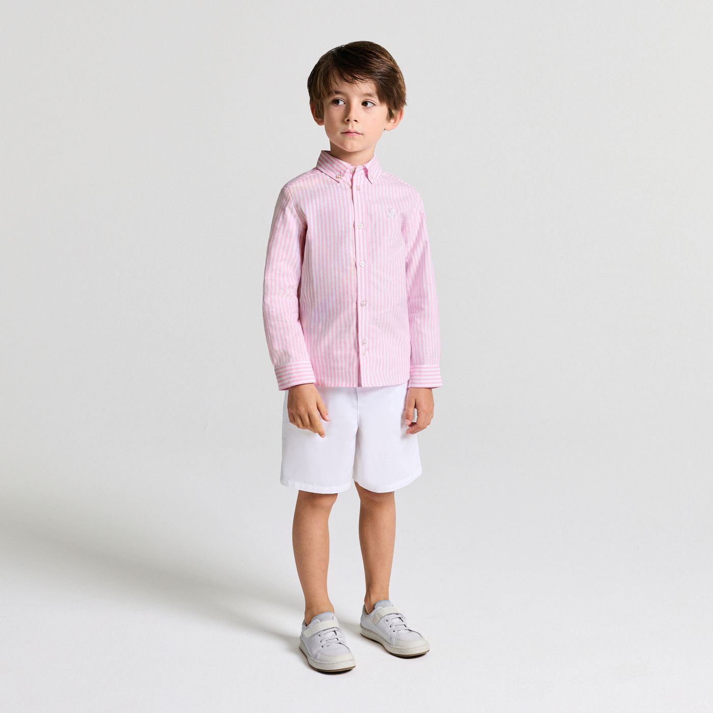 Boy striped Oxford cotton shirt - White/Pink