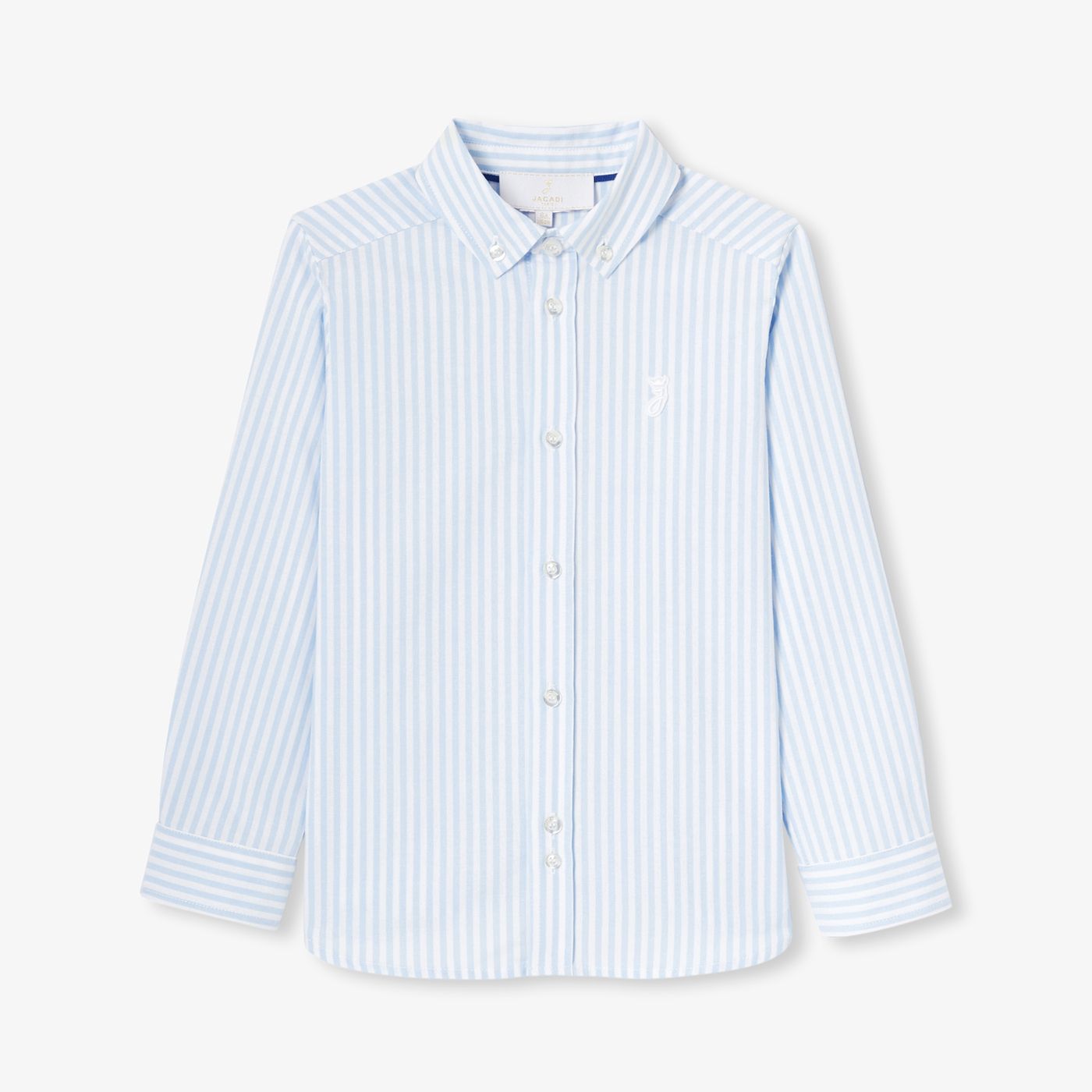 Shirt Striped in Oxford Cotton Boy - White/Sky Blue