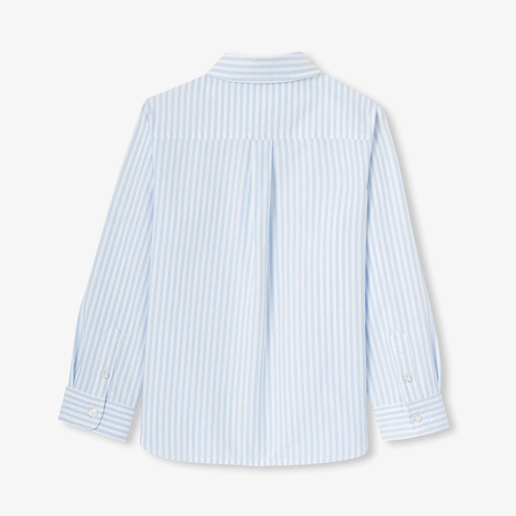 Shirt Striped in Oxford Cotton Boy - White/Sky Blue