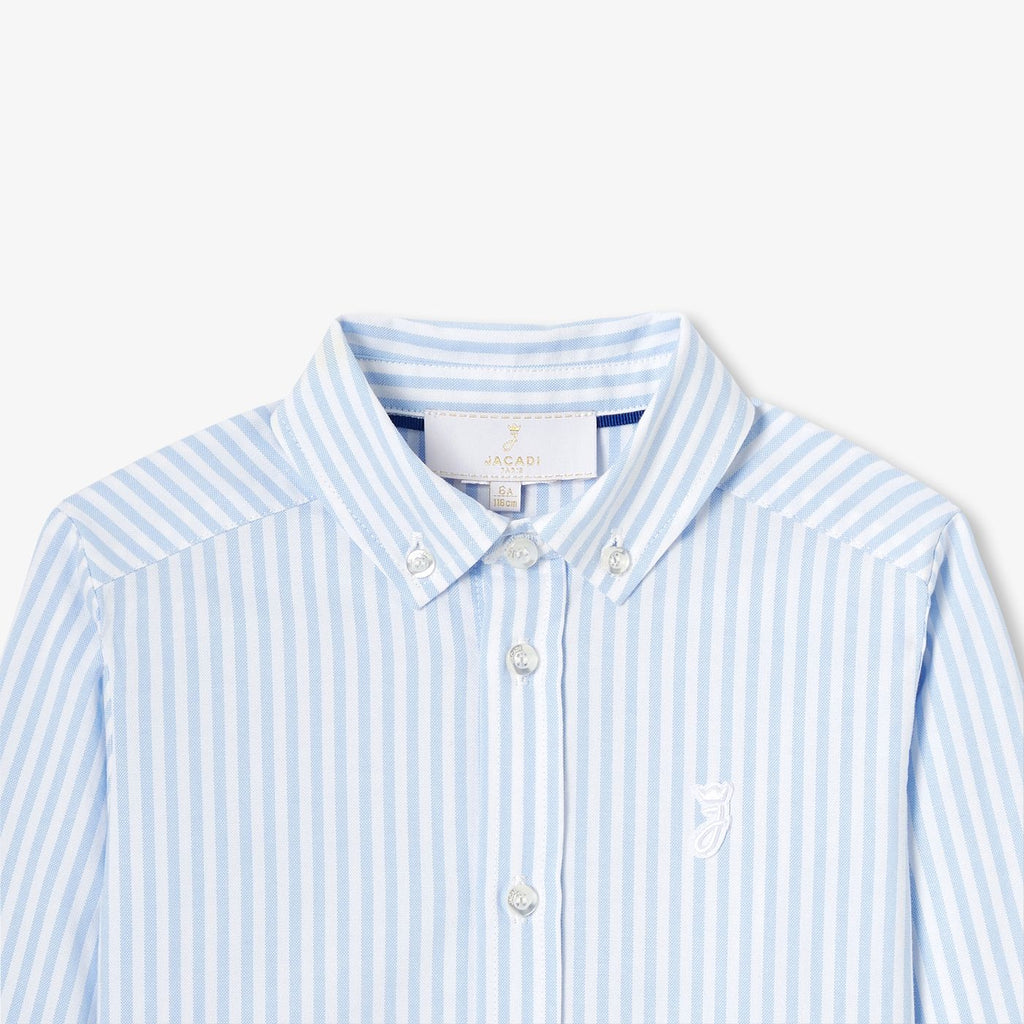 Shirt Striped in Oxford Cotton Boy - White/Sky Blue
