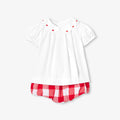 Baby girl cotton outfit set - White/Red