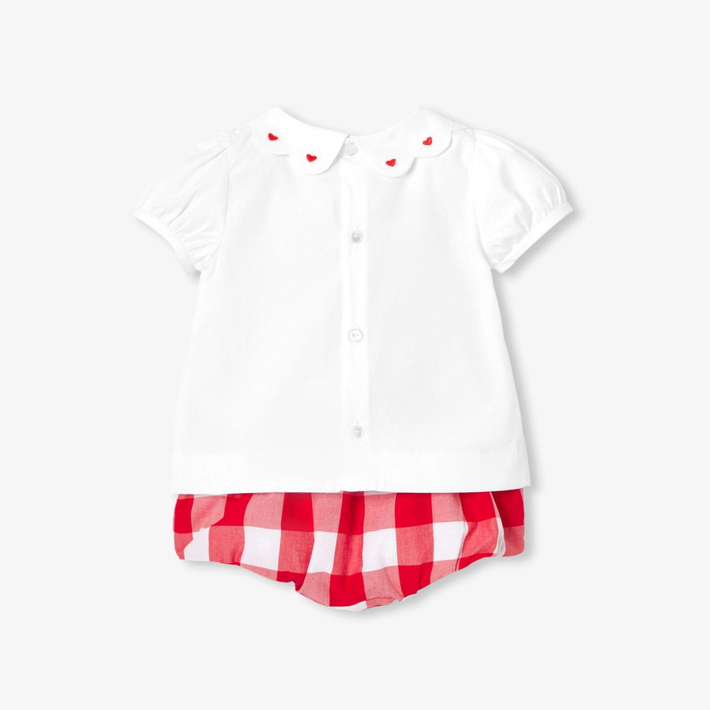 Outfit Set in Cotton Baby Girl - White/Red