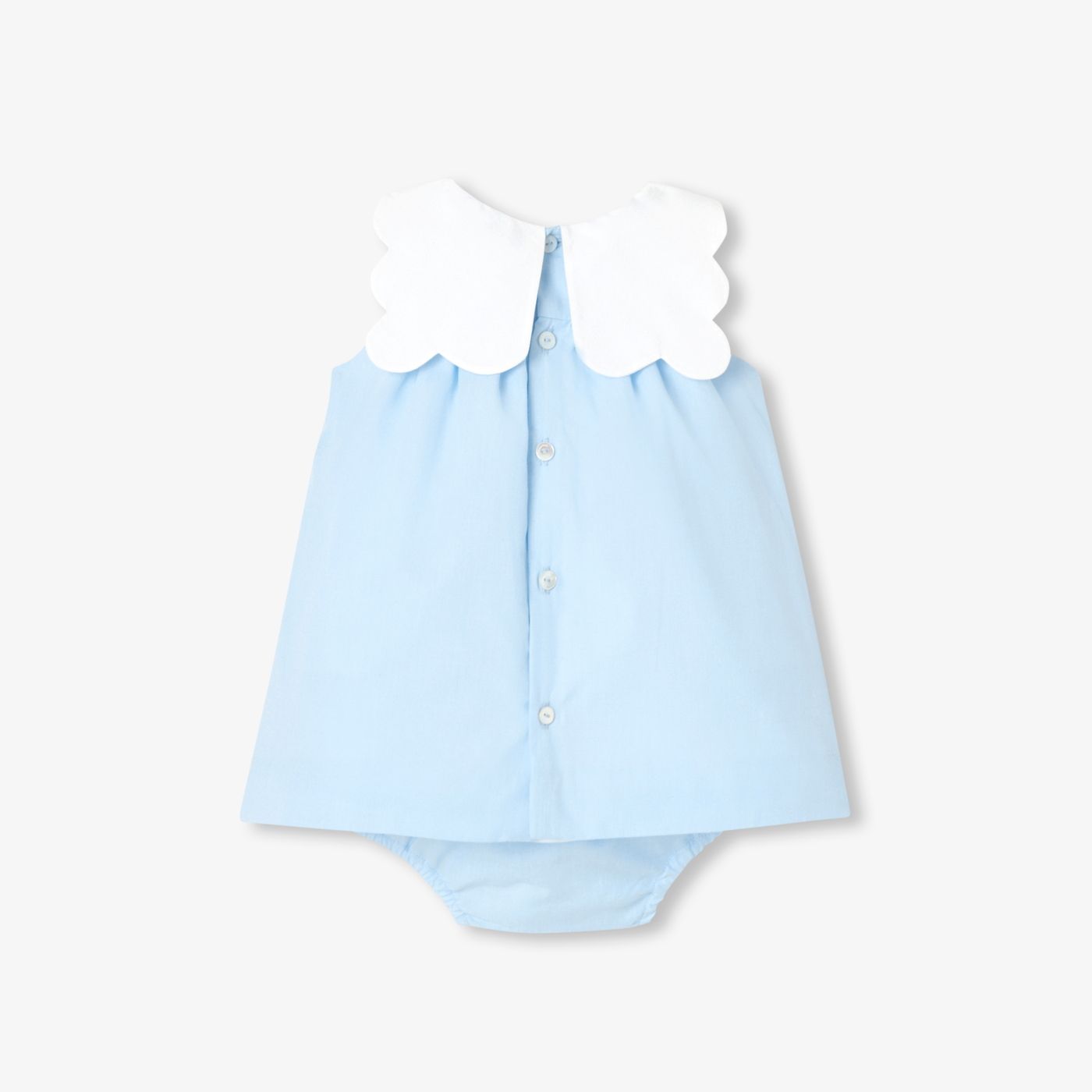 Baby girl fil-a-fil cotton dress - Blue/White