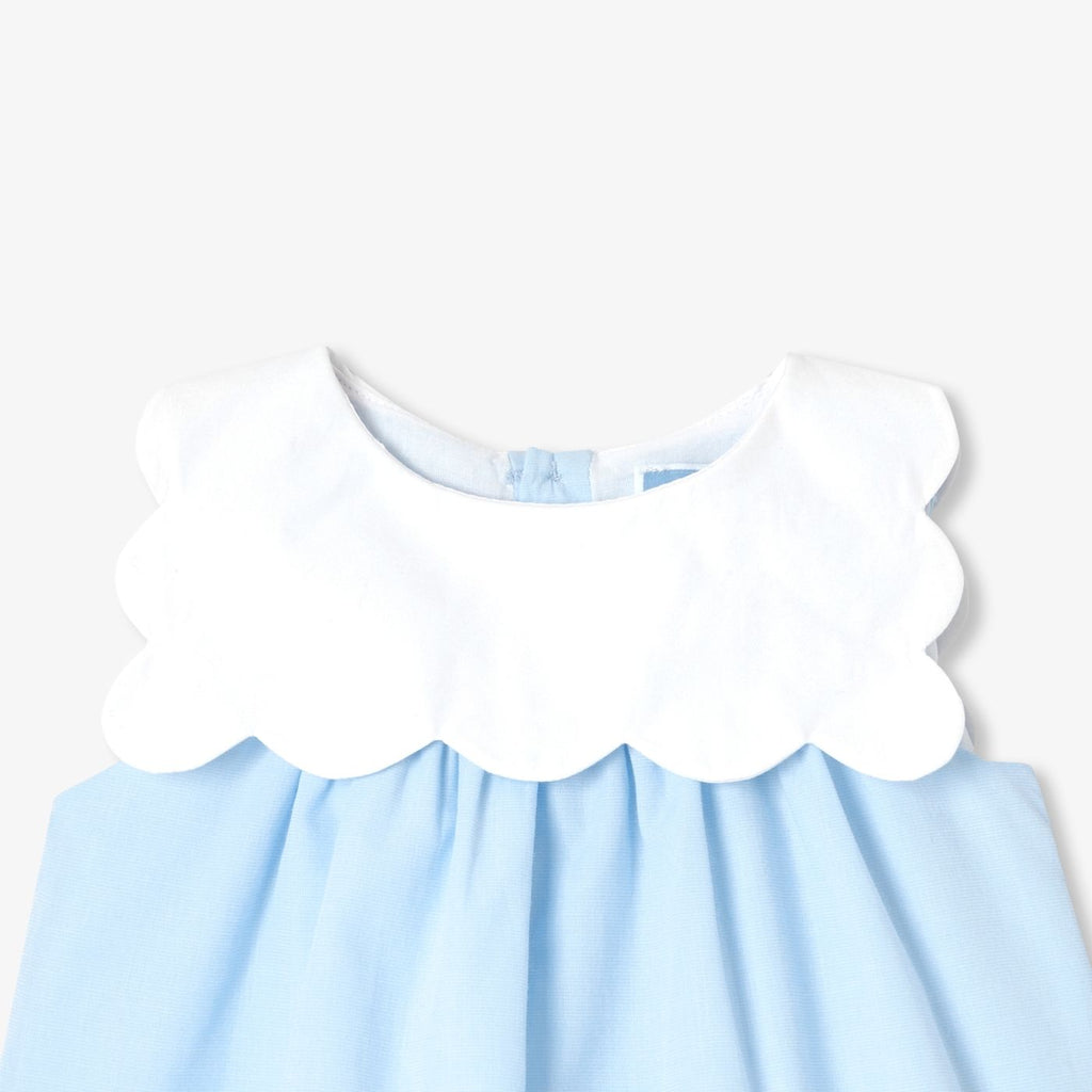 Baby girl fil-a-fil cotton dress - Blue/White