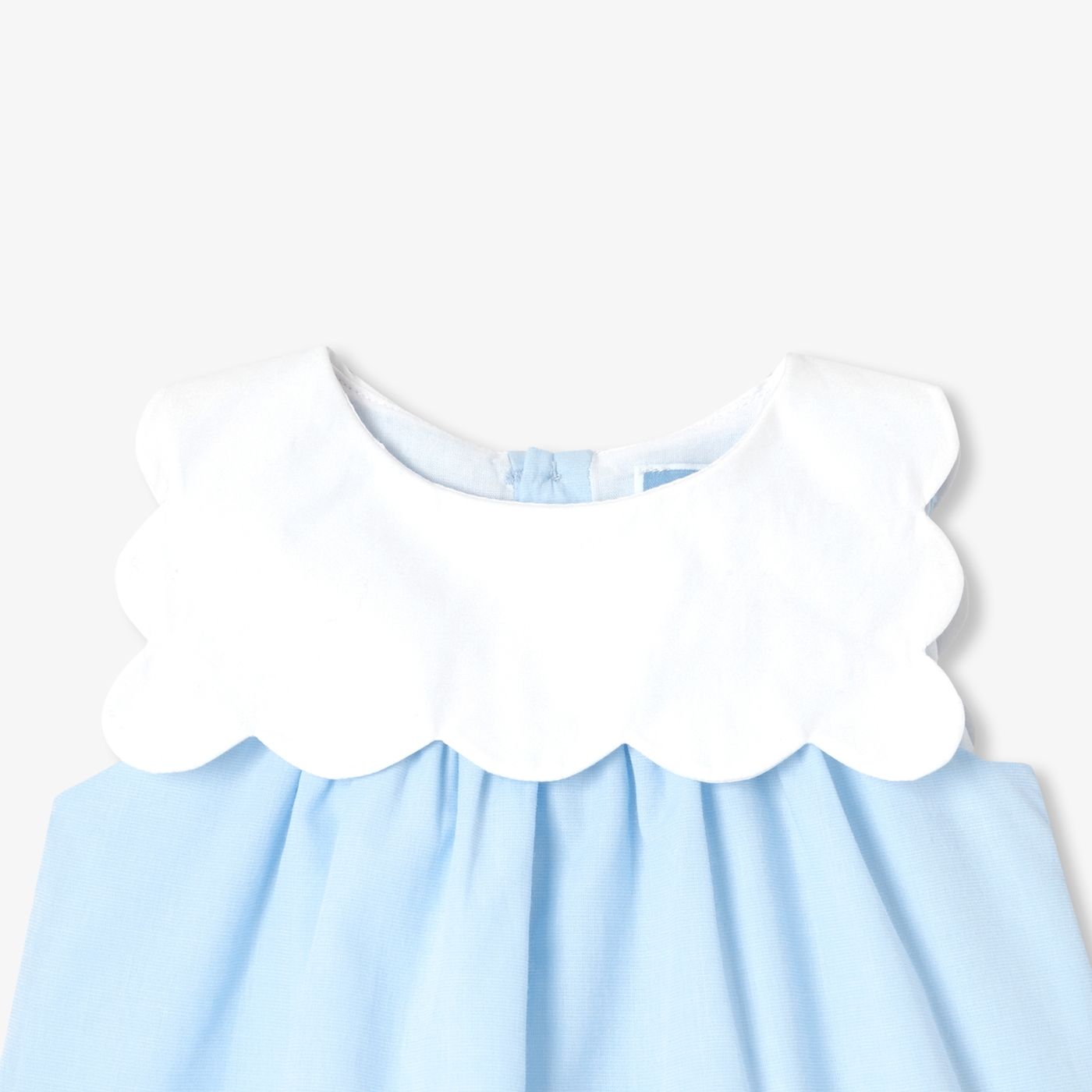 Baby girl fil-a-fil cotton dress - Blue/White