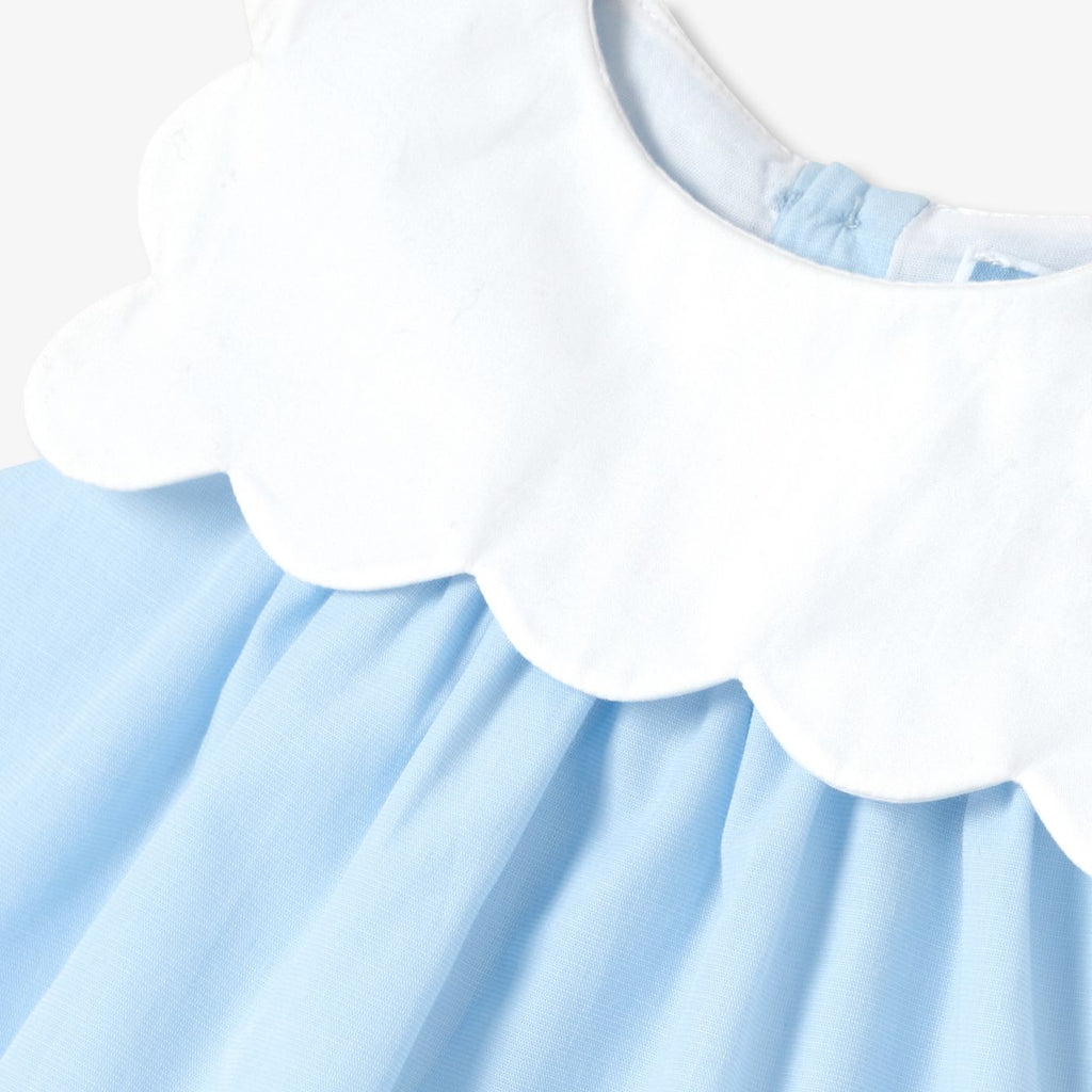Baby girl fil-a-fil cotton dress - Blue/White