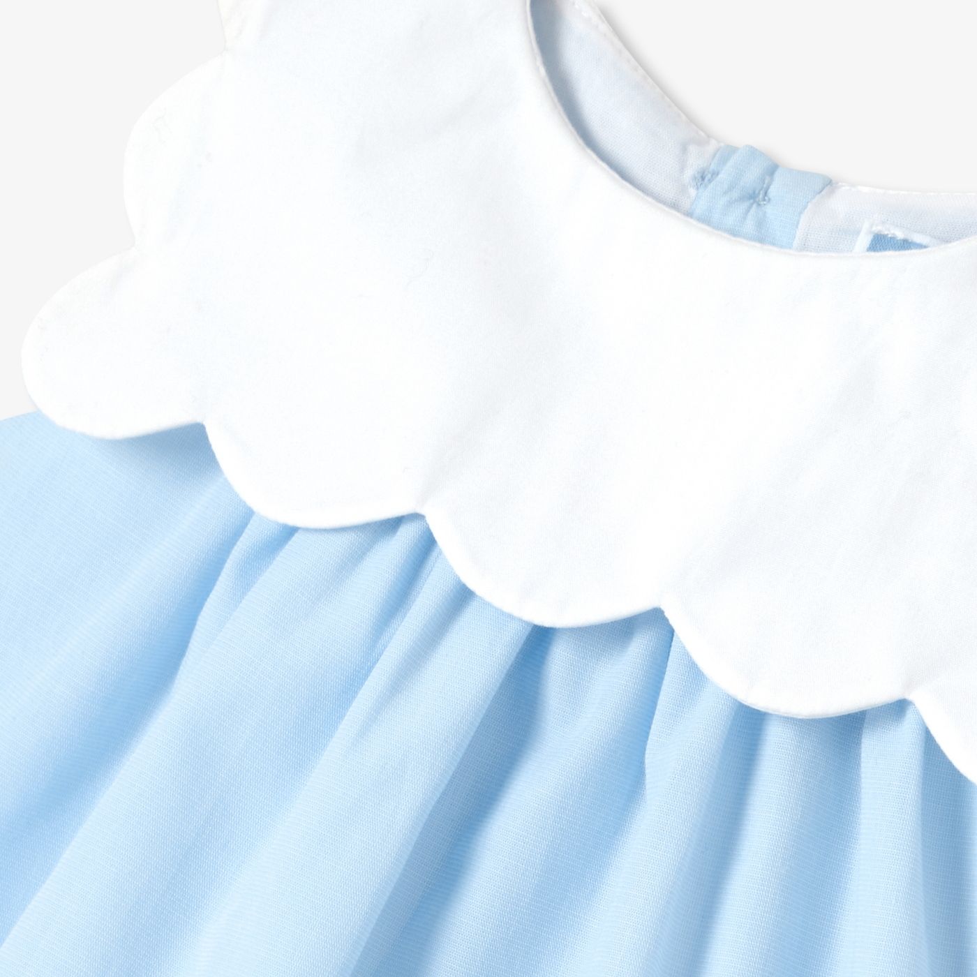Baby girl fil-a-fil cotton dress - Blue/White