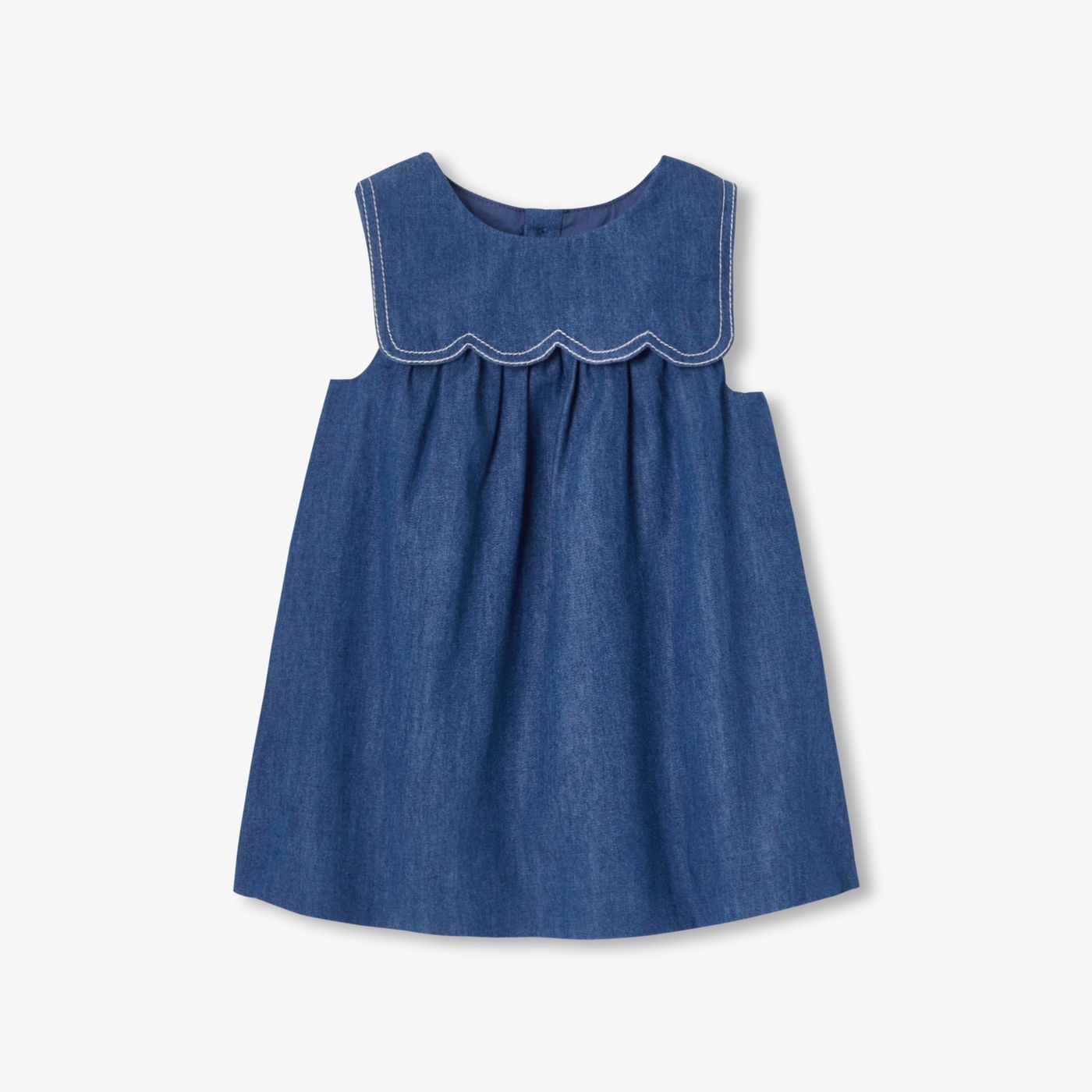 Baby girl lightweight denim shirt dress - Dark Denim