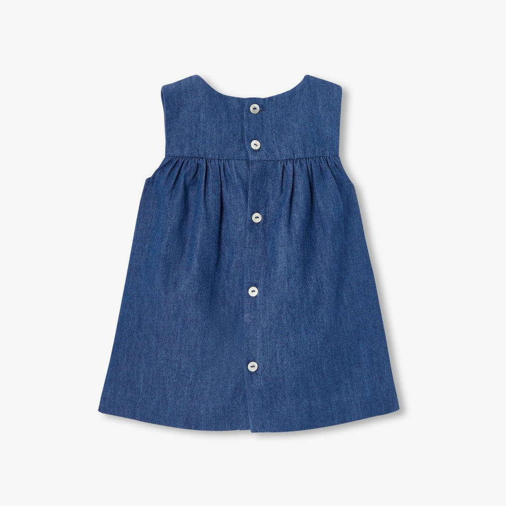Baby girl lightweight denim shirt dress - Dark Denim