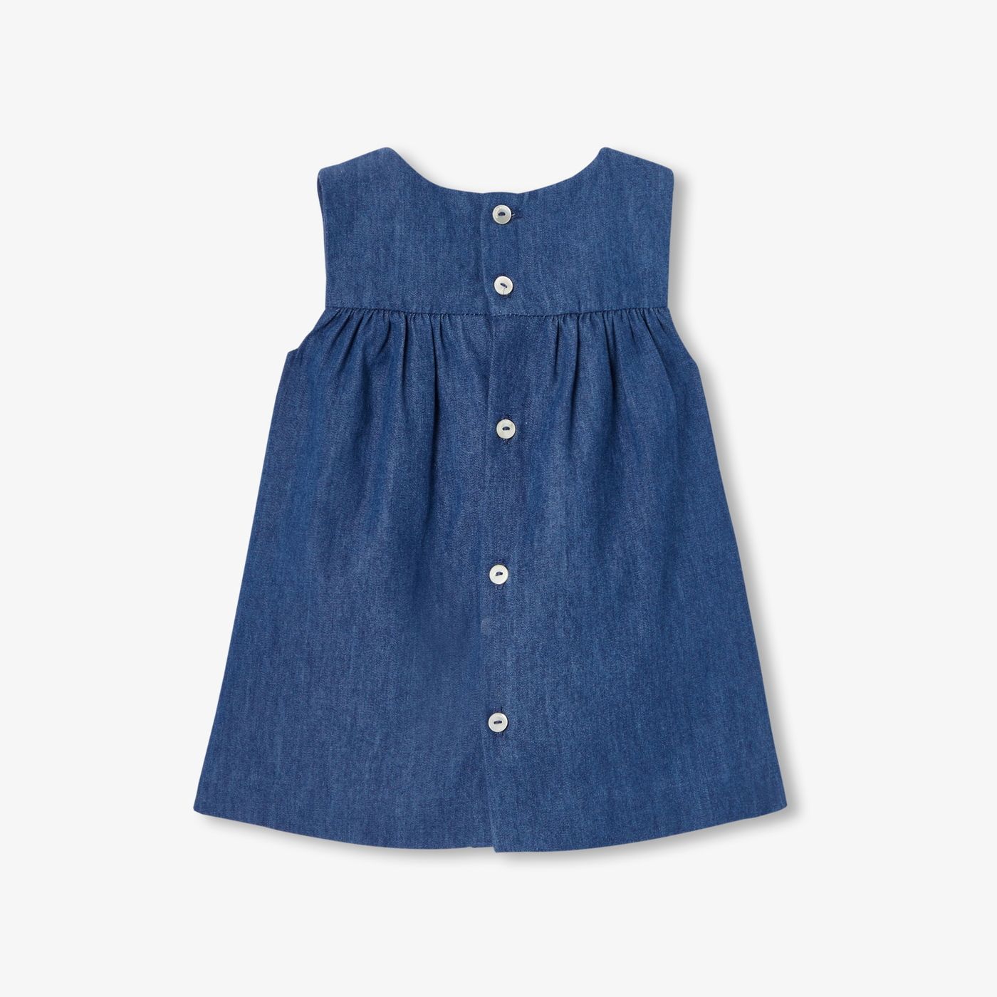 Baby girl lightweight denim shirt dress - Dark Denim