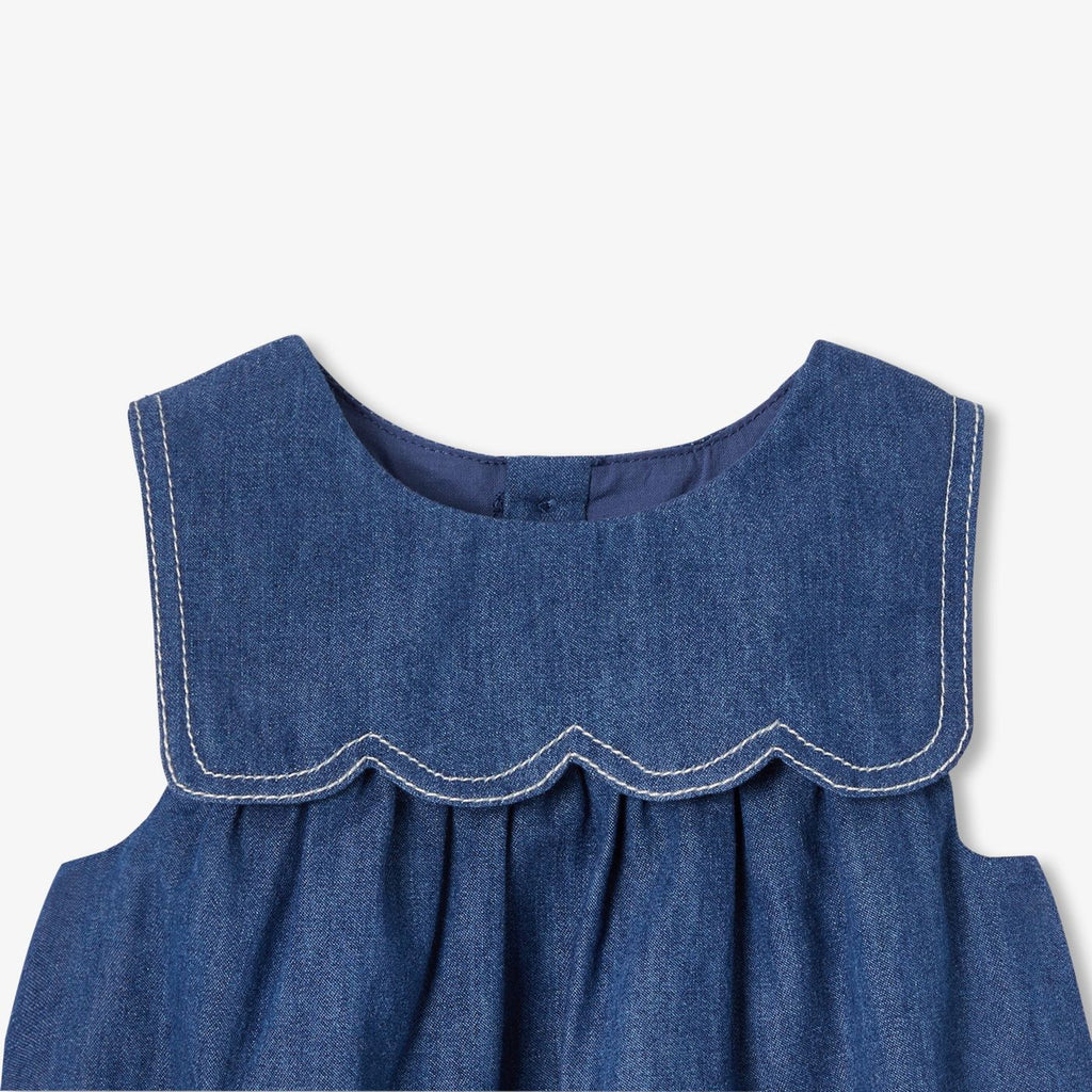 Baby girl lightweight denim shirt dress - Dark Denim