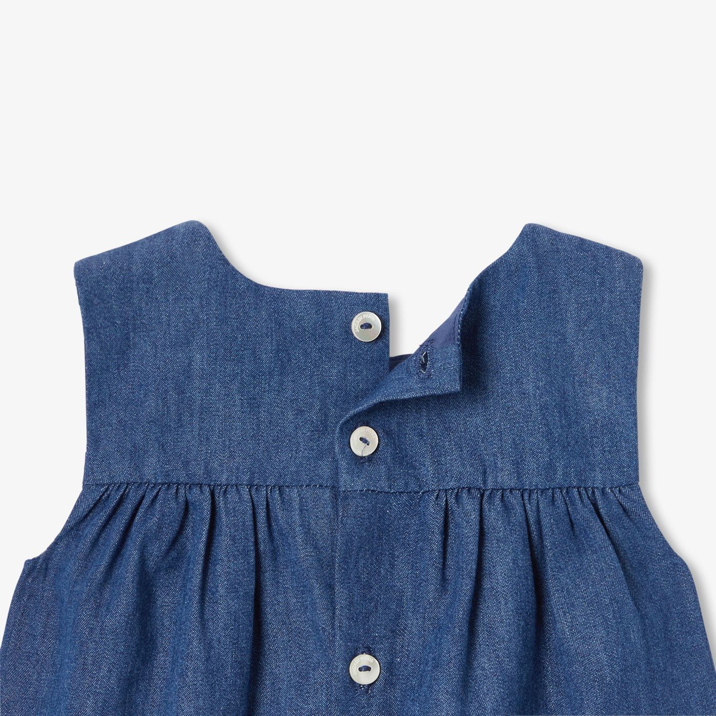 Baby girl lightweight denim shirt dress - Dark Denim