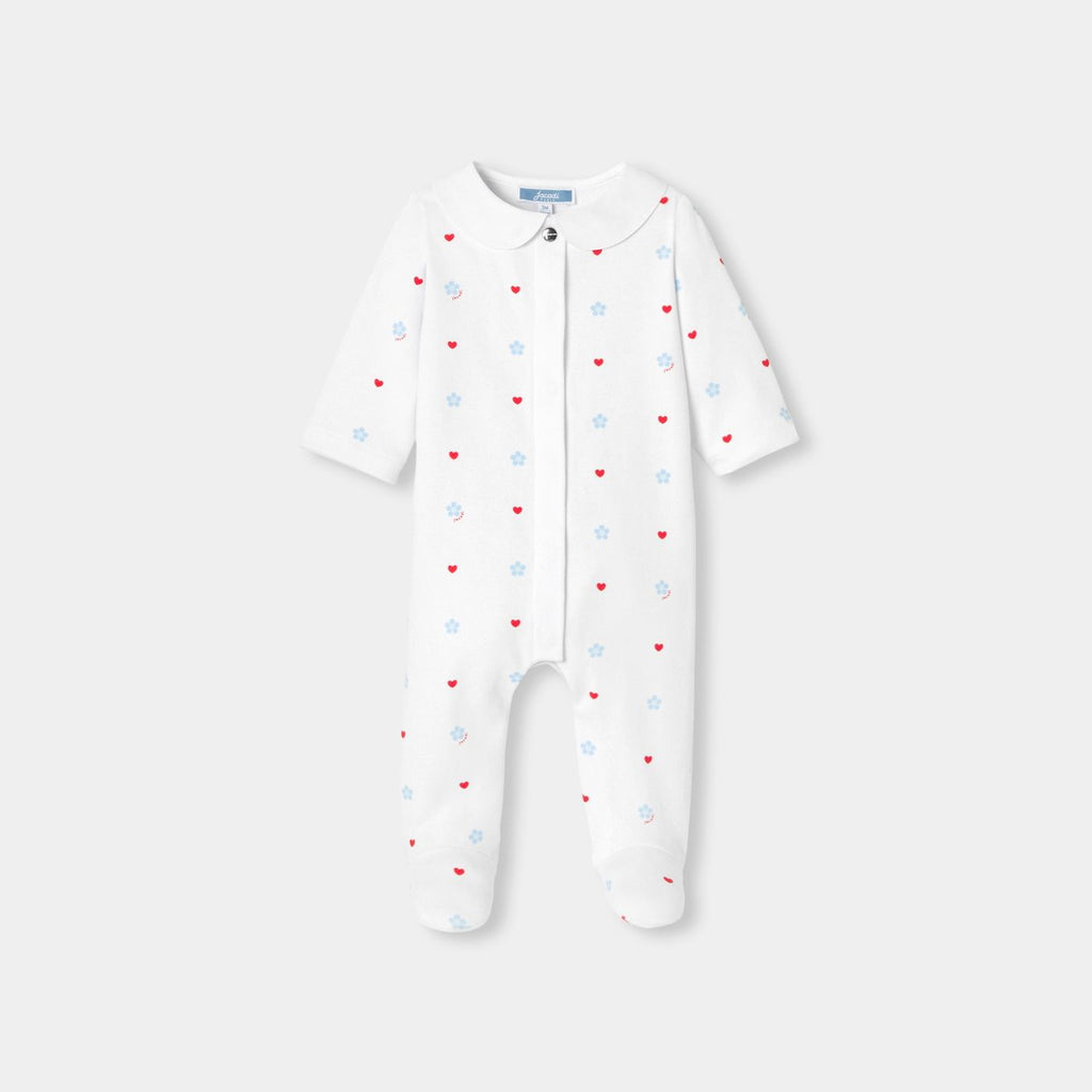 Baby girl cotton interlock pyjamas - White/Multicolour