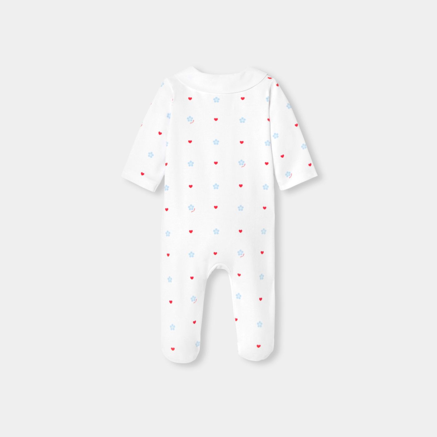 Baby girl cotton interlock pyjamas - White/Multicolour