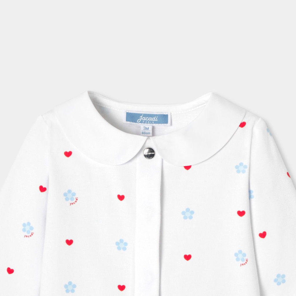 Baby girl cotton interlock pyjamas - White/Multicolour