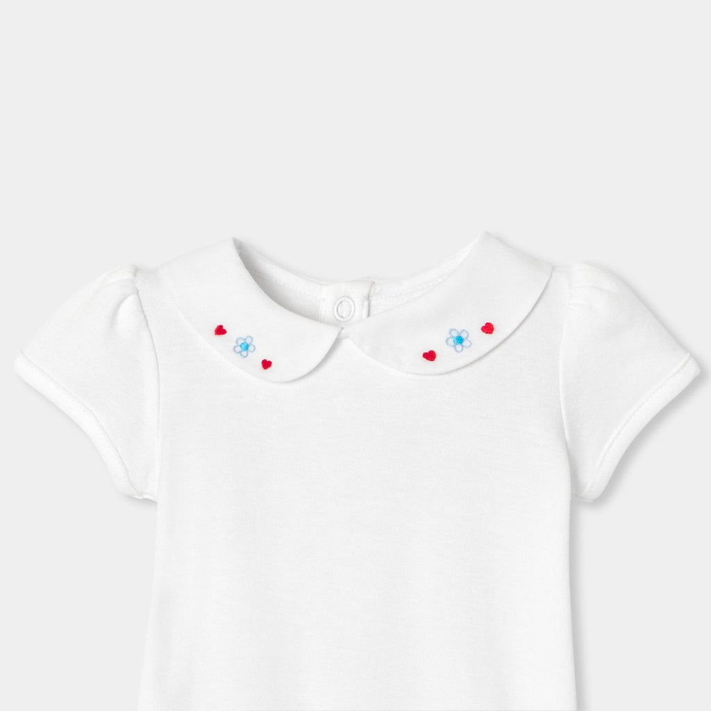 Baby girl short-sleeved interlock cotton bodysuit