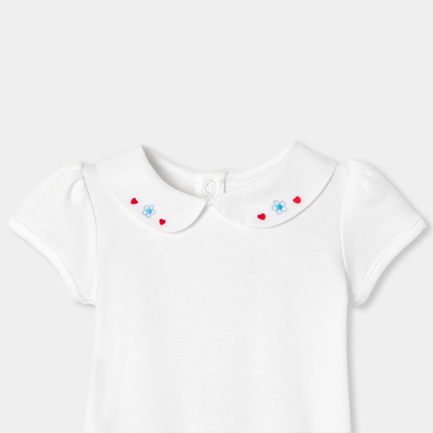 Baby girl short-sleeved interlock cotton bodysuit