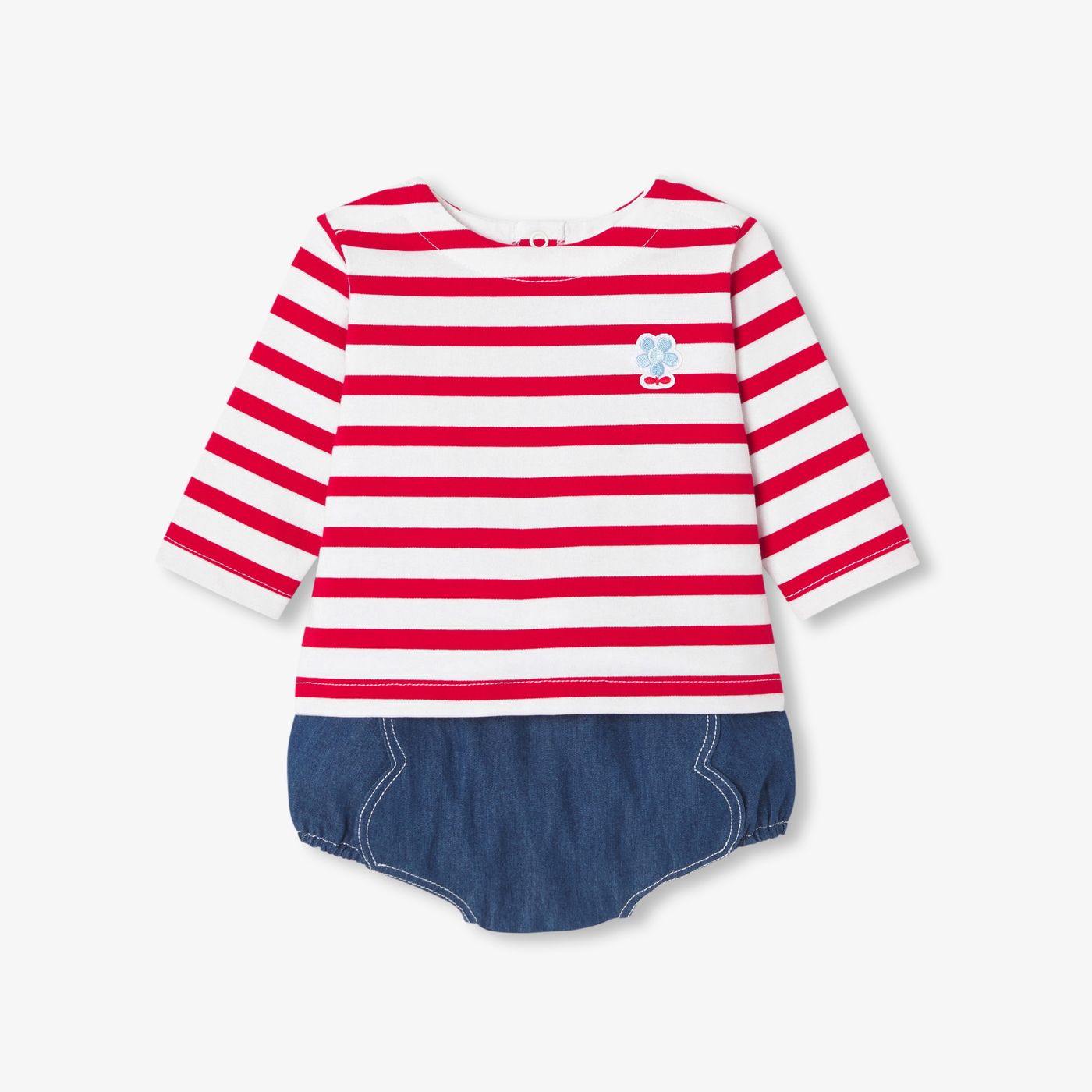 Baby girl cotton outfit set - White/Multicolour