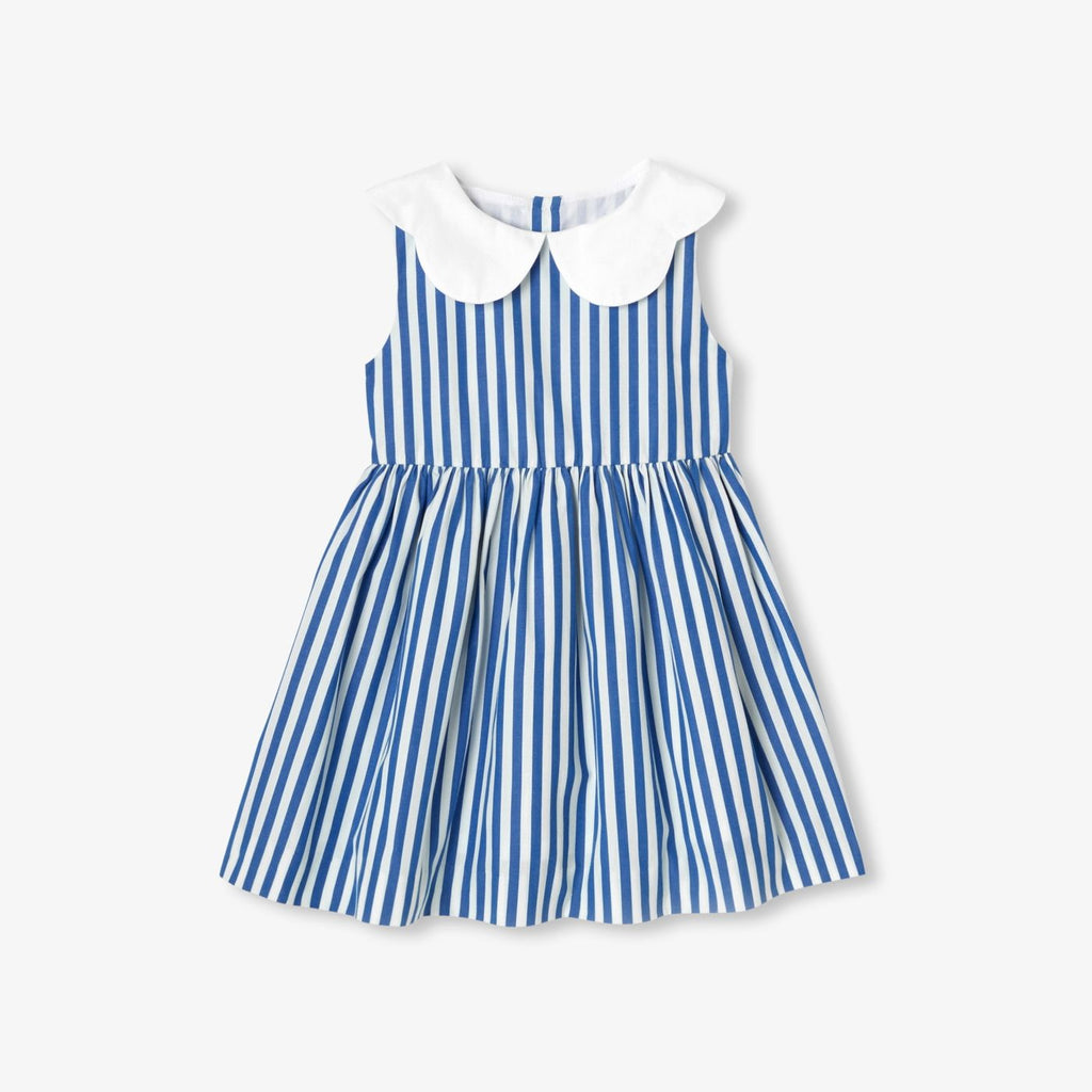 Baby girl striped sleeveless dress - White/Light Blue