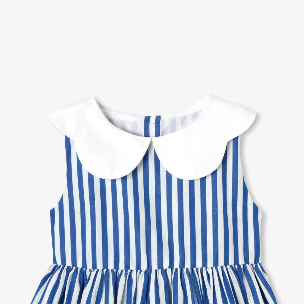 Dress Sleeveless Striped Baby Girl - White/Light Blue