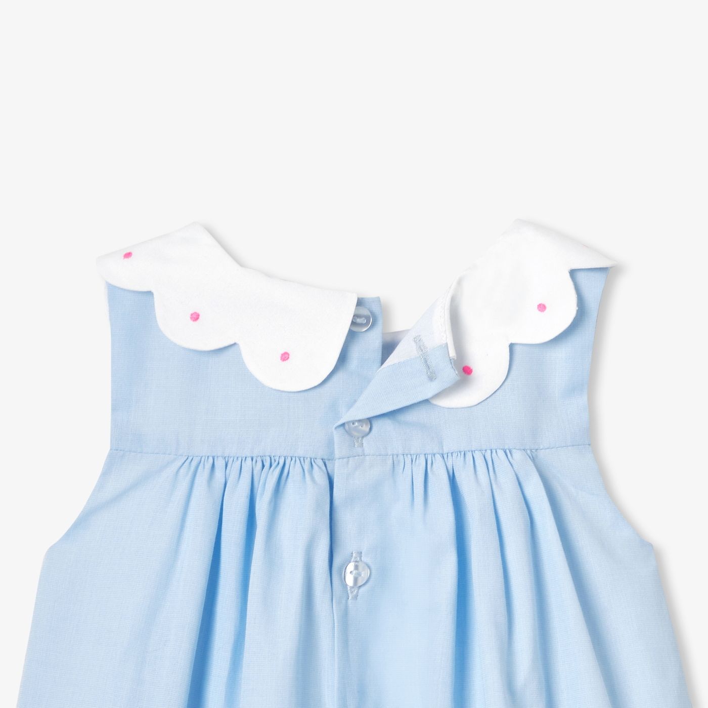 Baby girl fil-a-fil cotton dress - Blue/White
