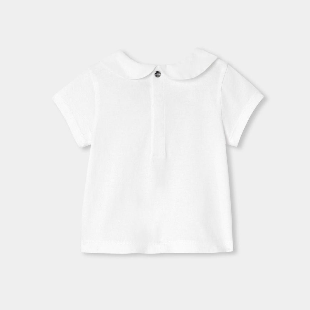 Baby girl cotton T-shirt with Peter Pan collar