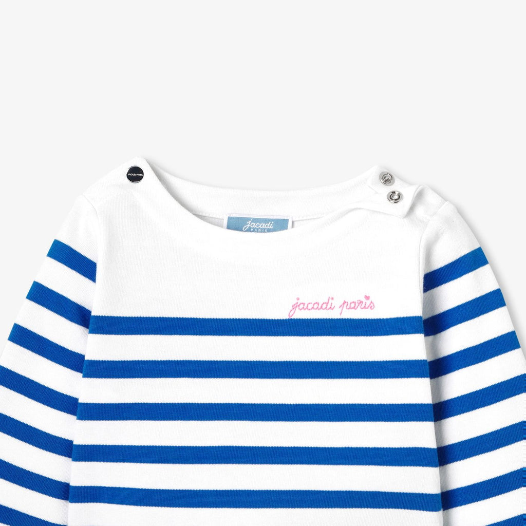 Baby girl sailor-style T-shirt - White/Light Blue