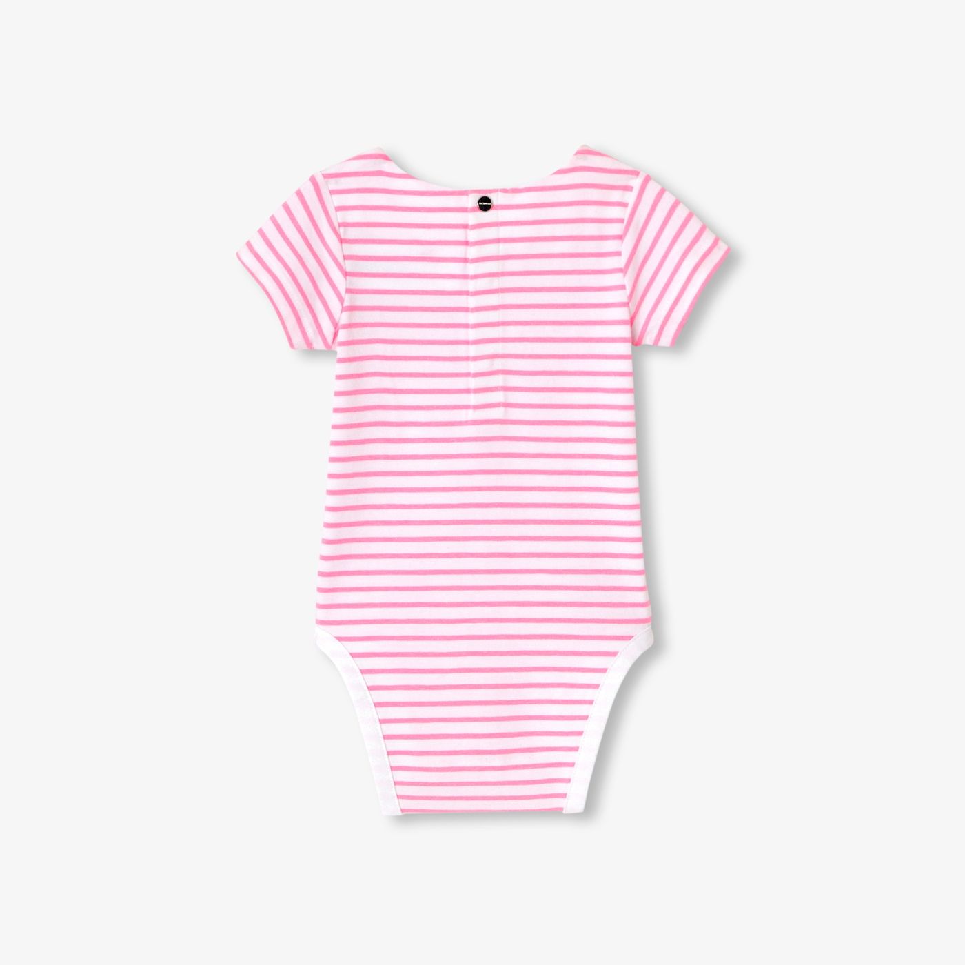 Baby girl striped cotton bodysuit - White/Pink