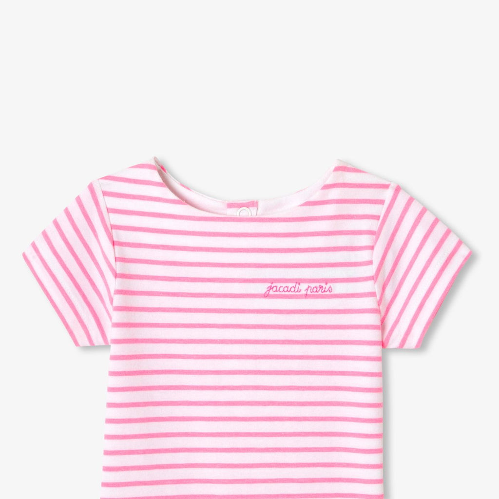 Baby girl striped cotton bodysuit - White/Pink