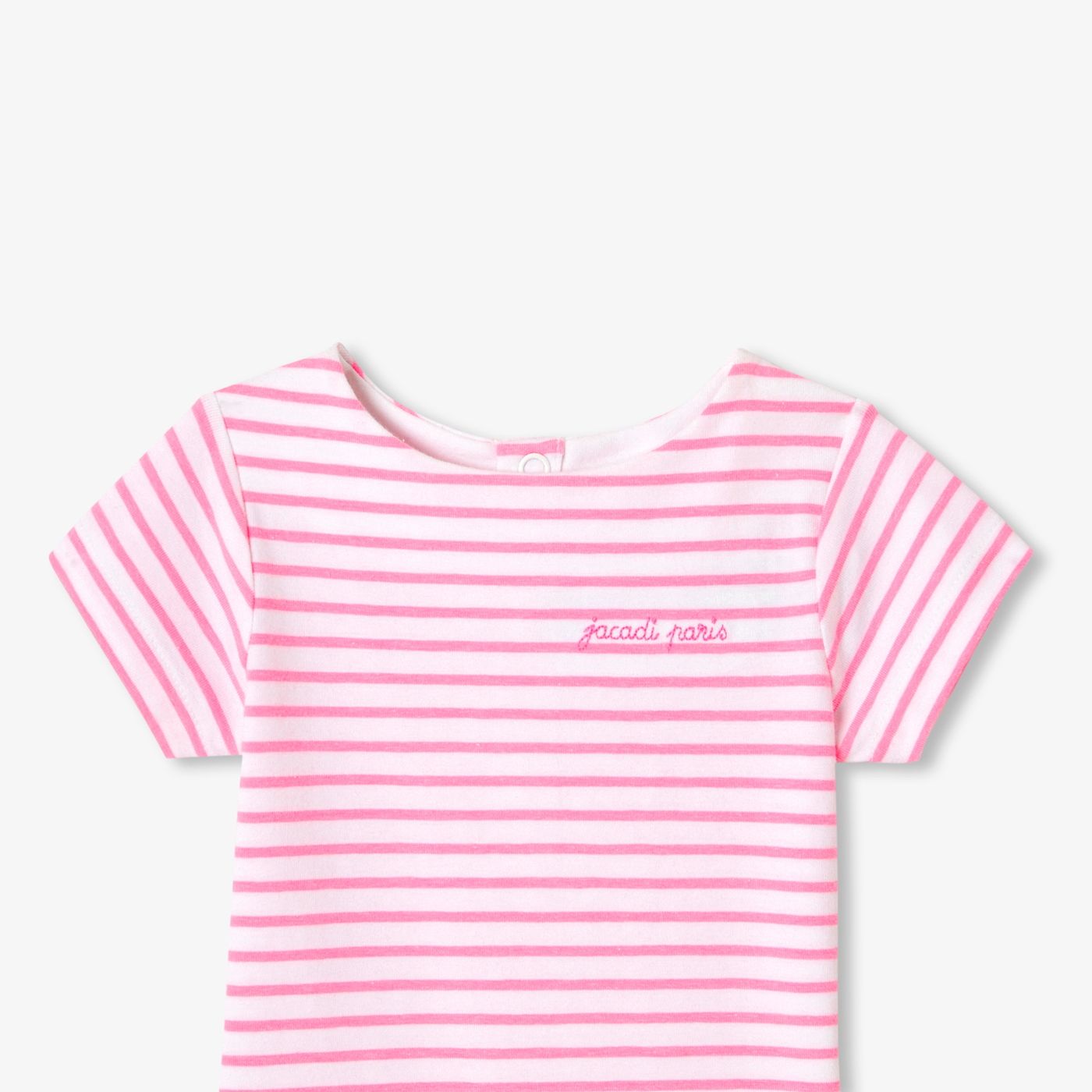 Baby girl striped cotton bodysuit - White/Pink