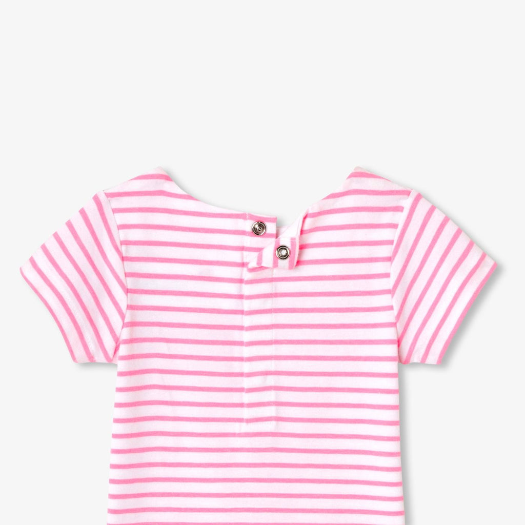 Baby girl striped cotton bodysuit - White/Pink